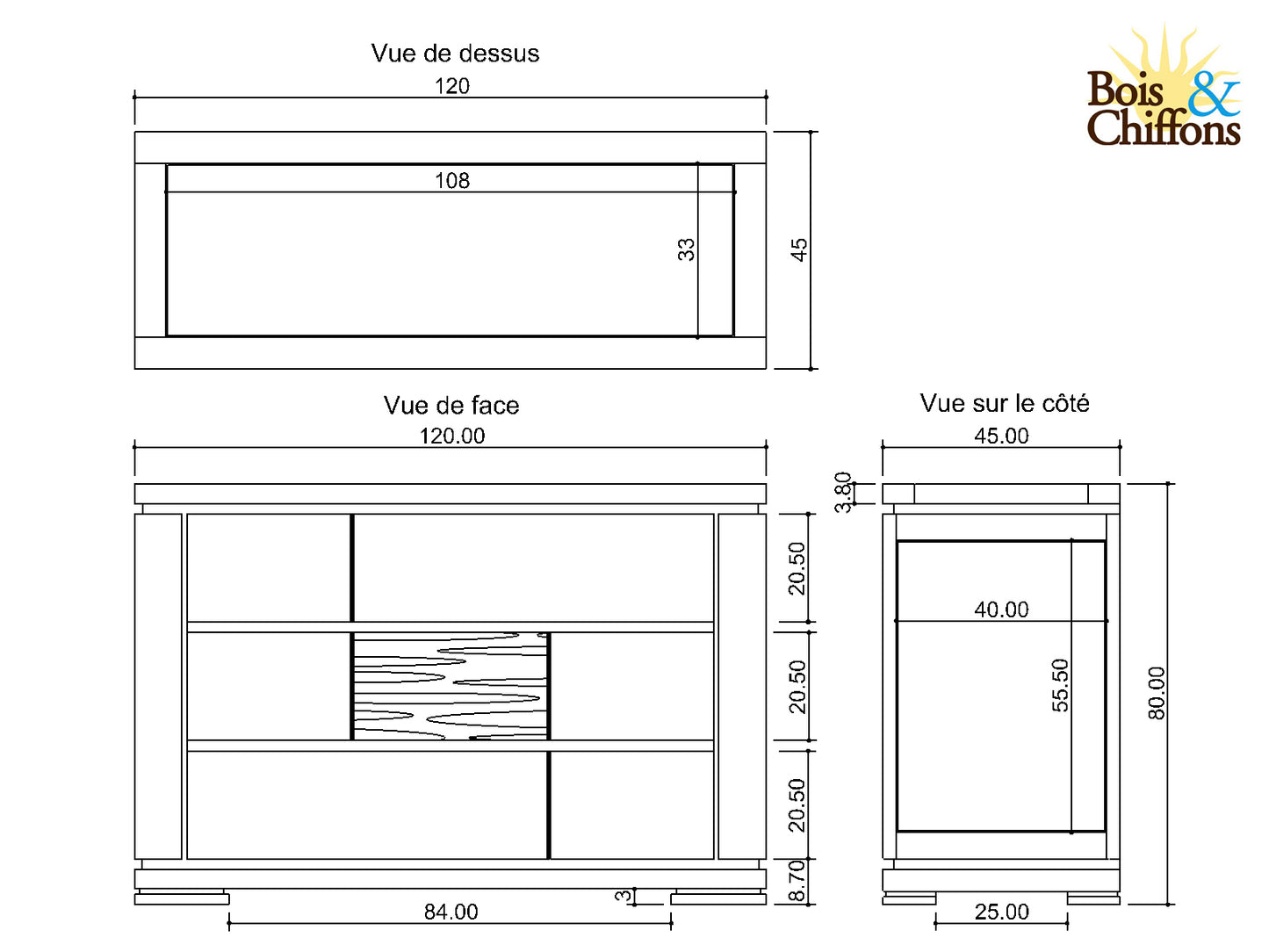 Commode bois sculpté bicolore | Acacia Maya