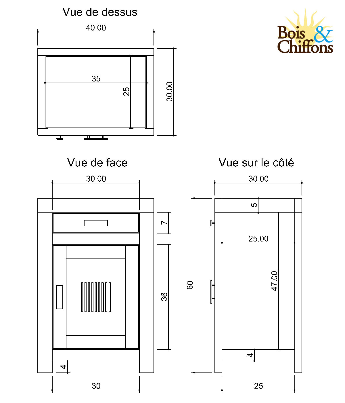Chevet strié bois - Charnière gauche | Acacia Ramani