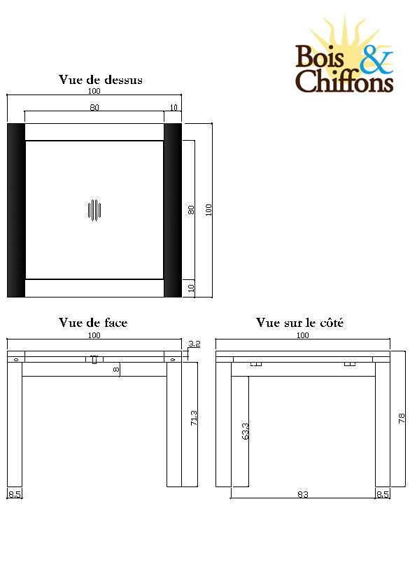 Table à manger carréé allonge 100 | Acacia Gordon
