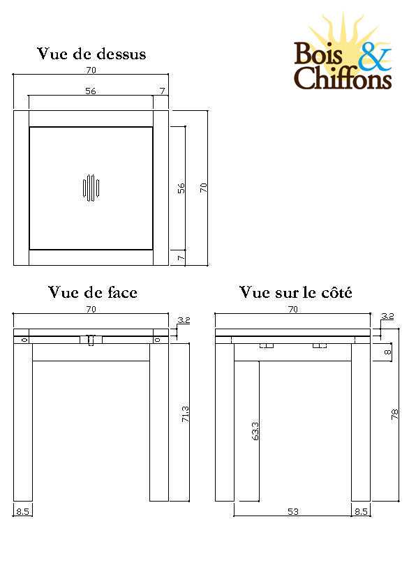 Petite table à manger carrée allonge 70 | Acacia Gordon
