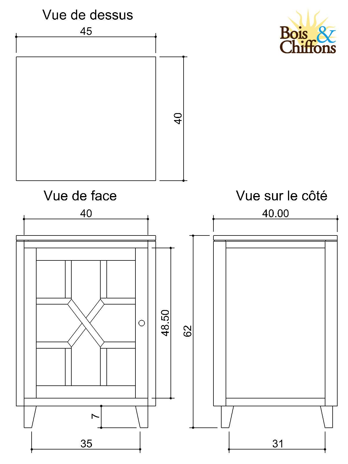 Mesa de cabeceira de madeira estilo arabesco - Dobradiça direita | Acacia Punjab