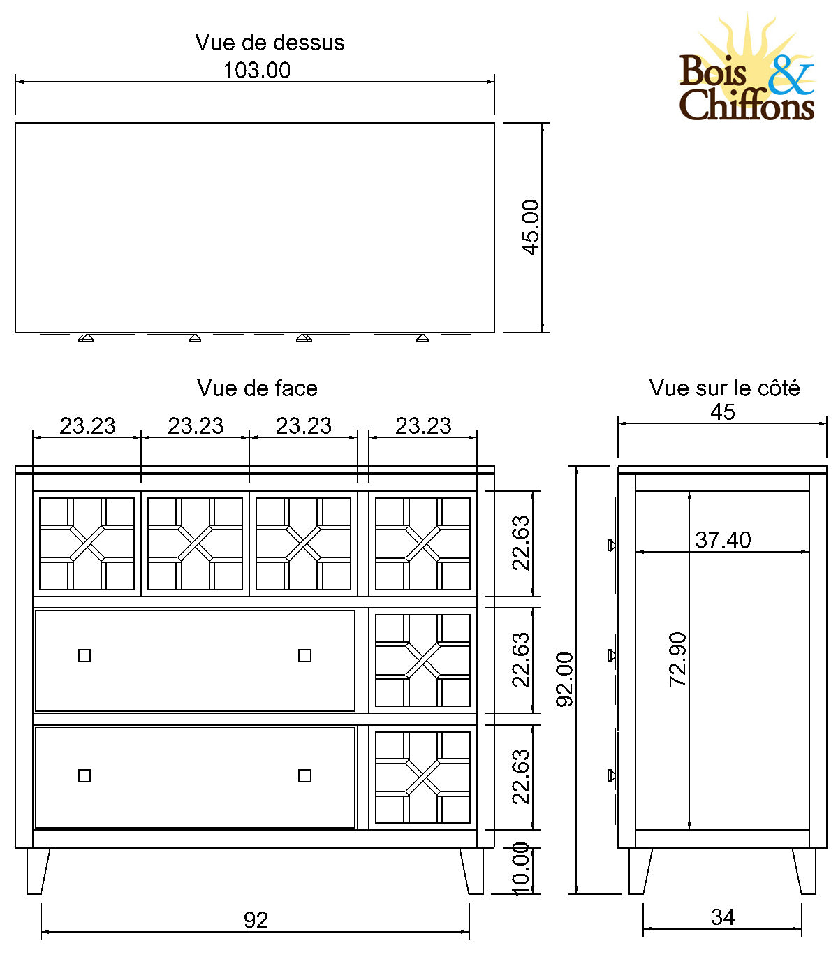 Commode arabesque bois exotique | Acacia Punjab