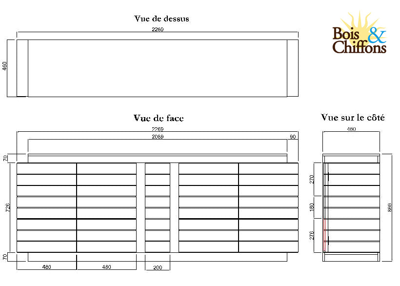 Buffet bois bicolore GM 4P 3T | Manguier Herods