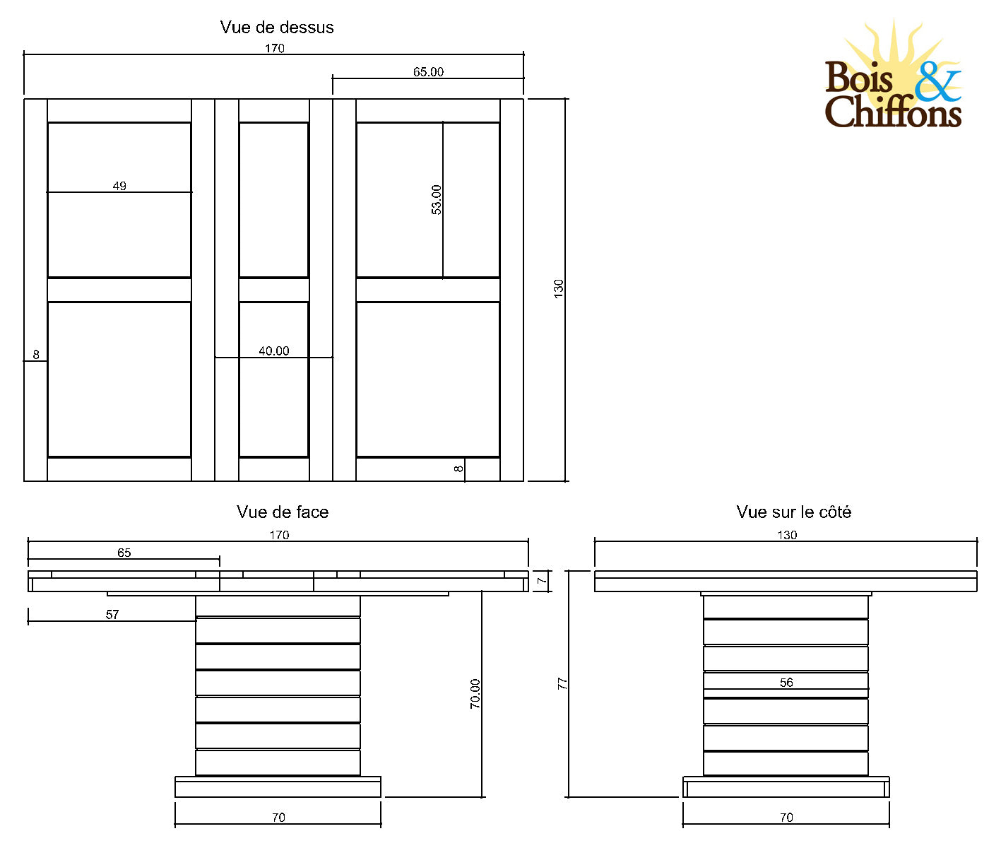 Mesa de jantar quadrada - Extensão central | Madeira de manga Herods