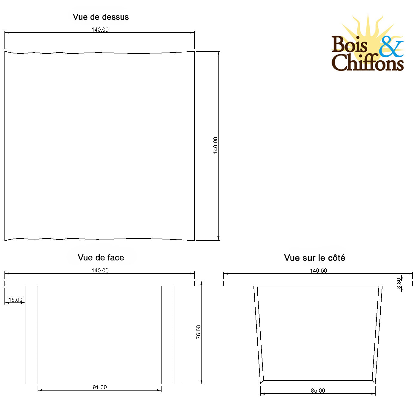 Table carrée 140 cm | Acacia Forest