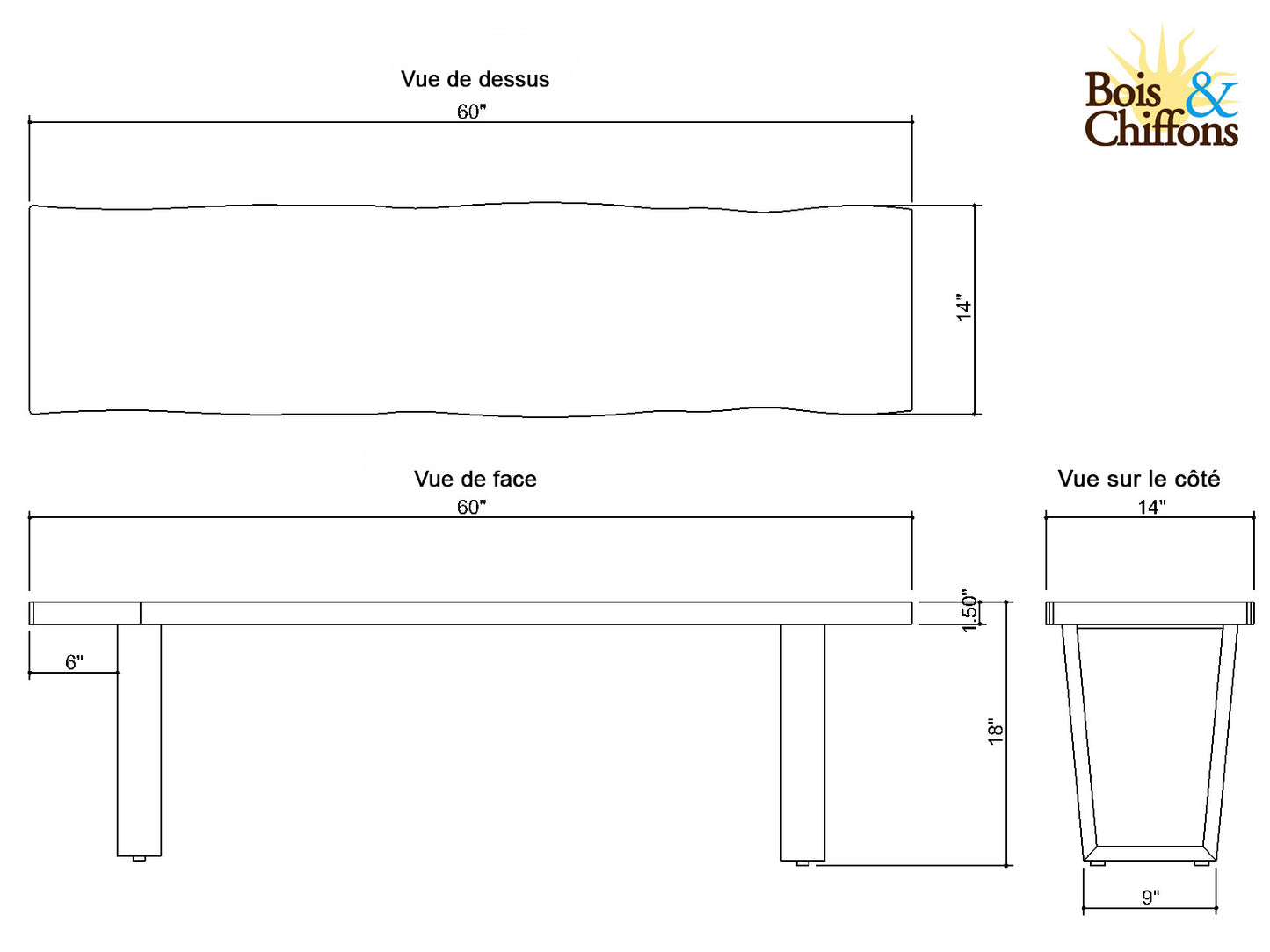 Banc bois naturel 152 cm | Acacia Forest