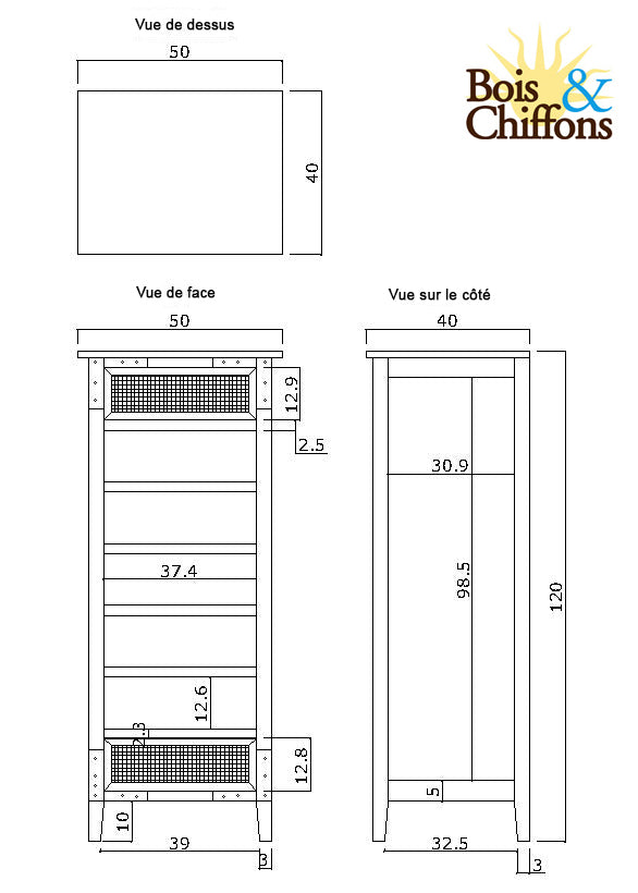 Semainier bois brut et fer industriel | Manguier Farm II
