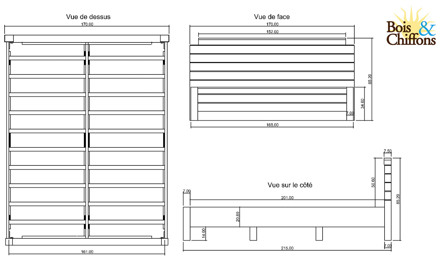 Lit 160 bois massif bicolore | Manguier Herods