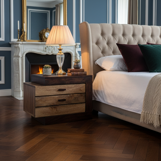 Mesita de noche de madera bicolor (saliente izquierdo) | Herods Mango