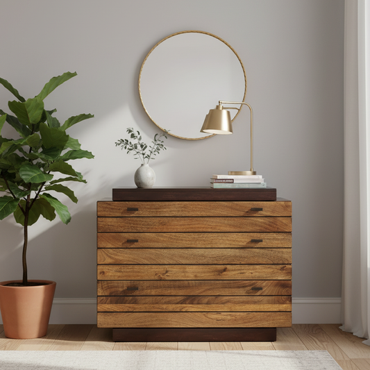 Cómoda de madera maciza bicolor 3T | Herods Mango