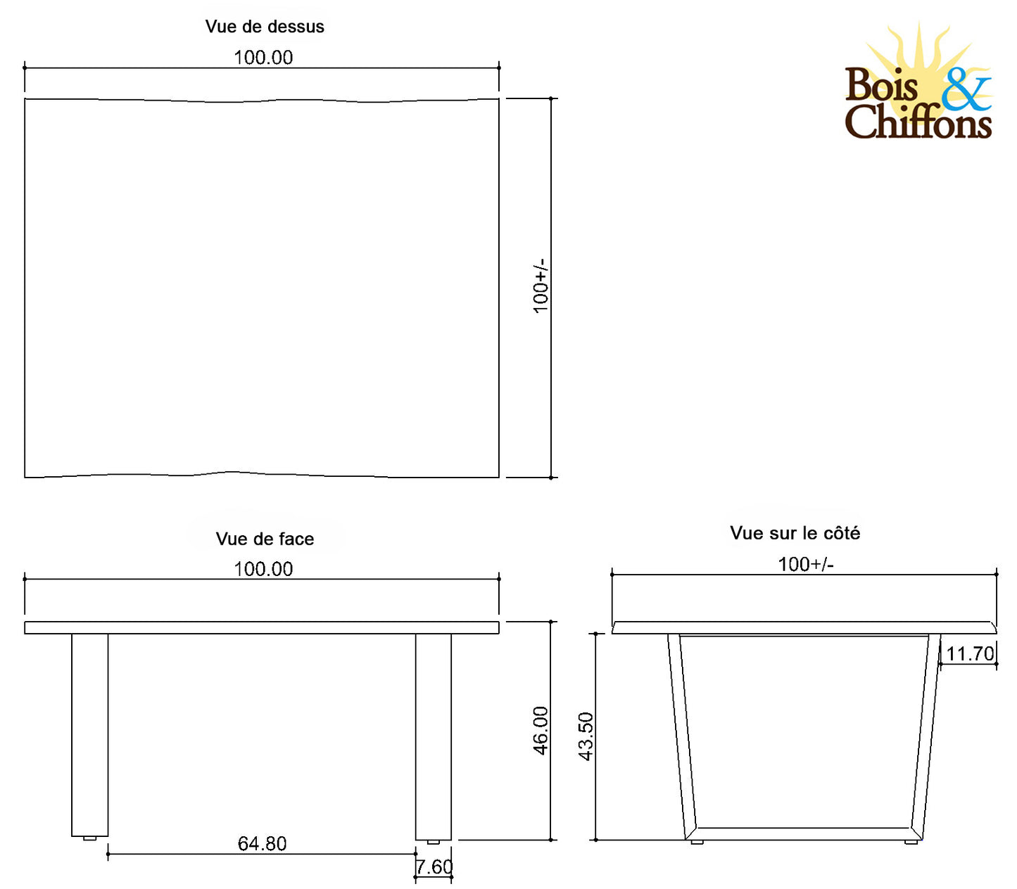 Table basse carrée 100 cm | Acacia Forest