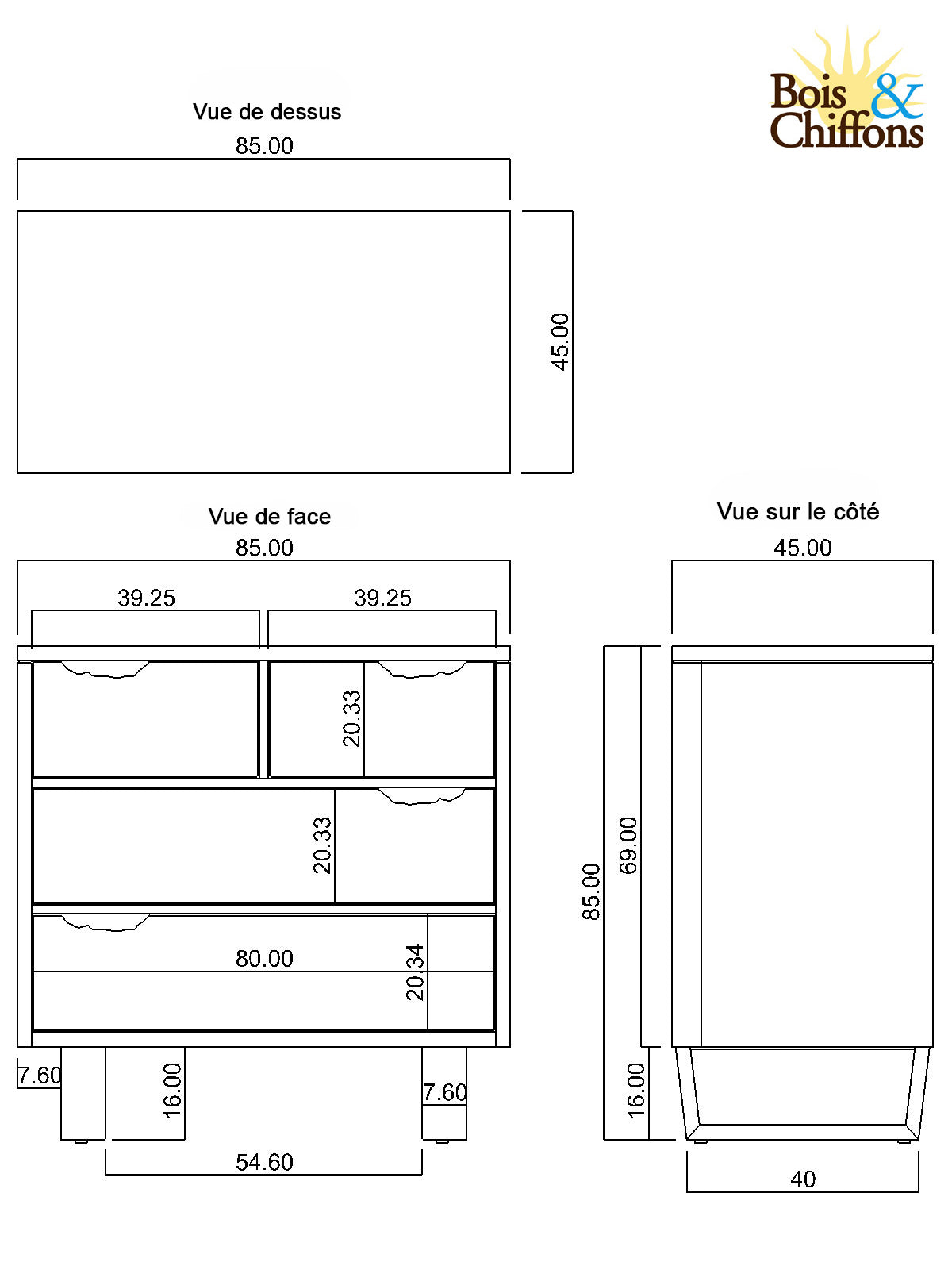 Cômoda com 4 gavetas em acácia maciça | Acacia Forest