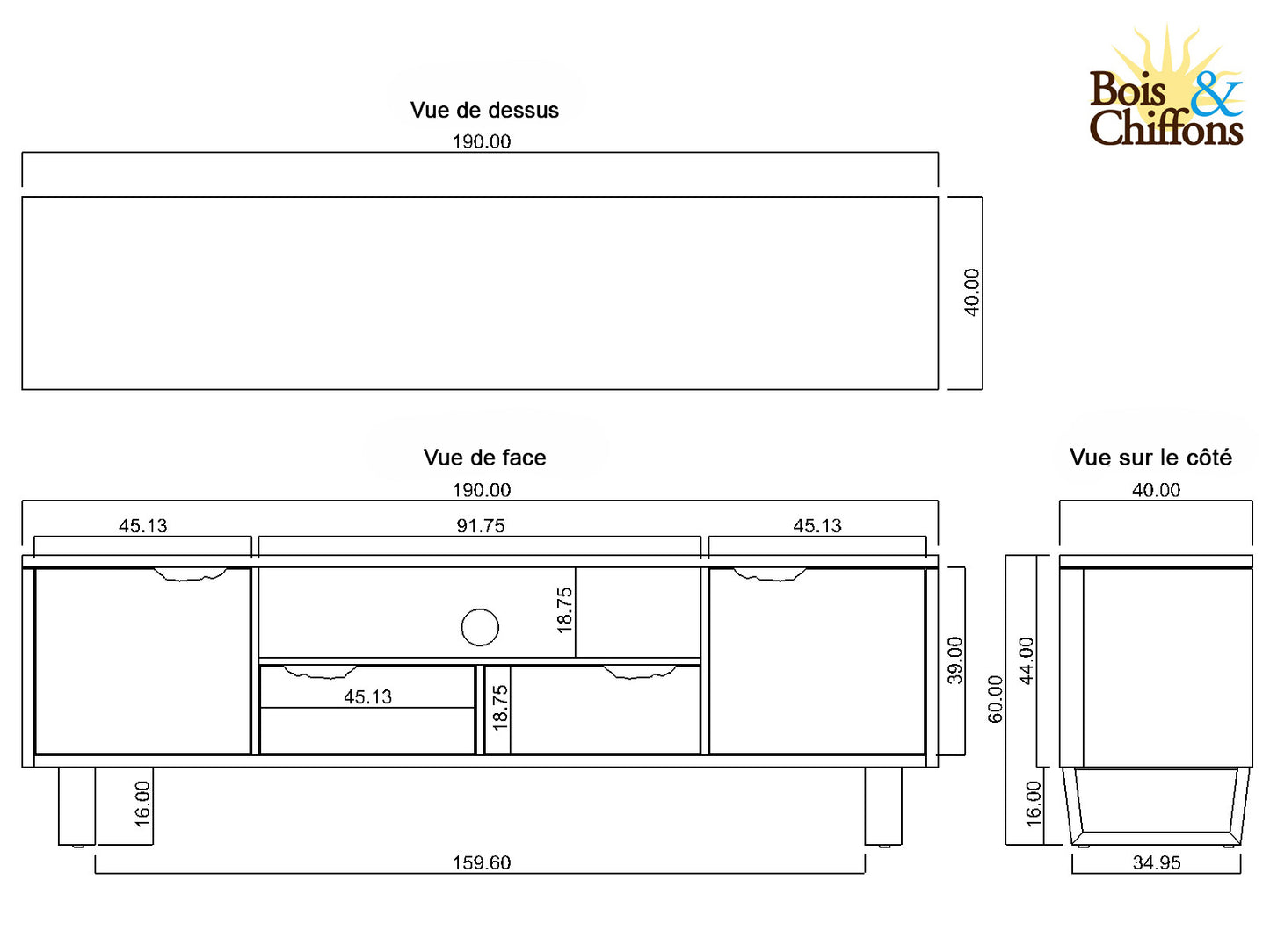 Meuble TV 2 portes 2 tiroirs en acacia massif | Acacia Forest