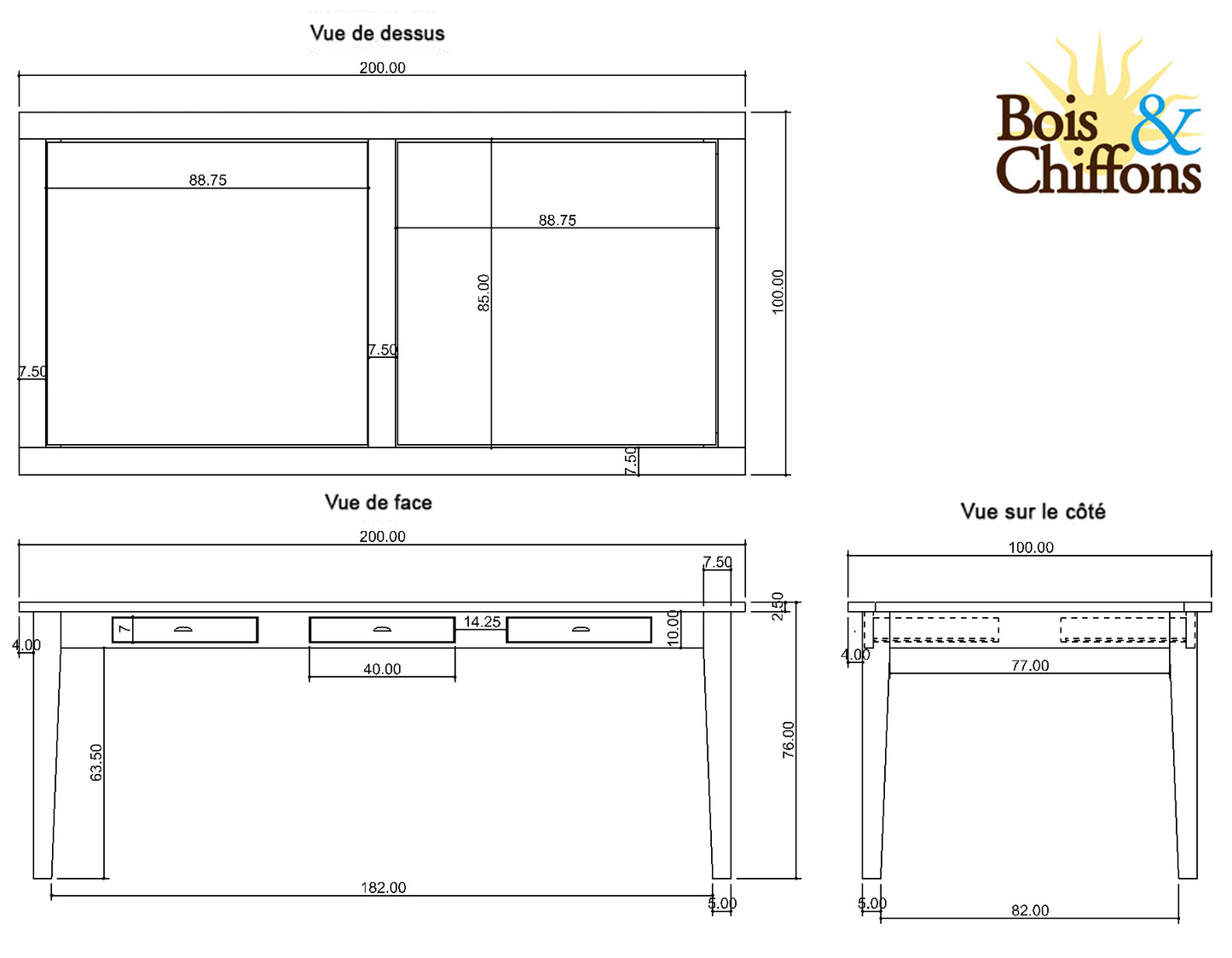 Table de repas 6 tiroirs | Manguier Farm II