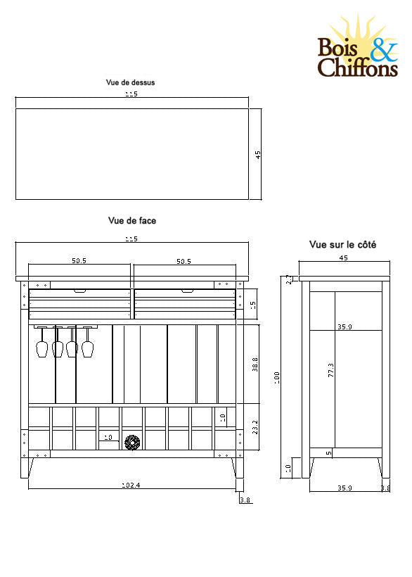 Meuble bar 2 tiroirs | Manguier Farm II