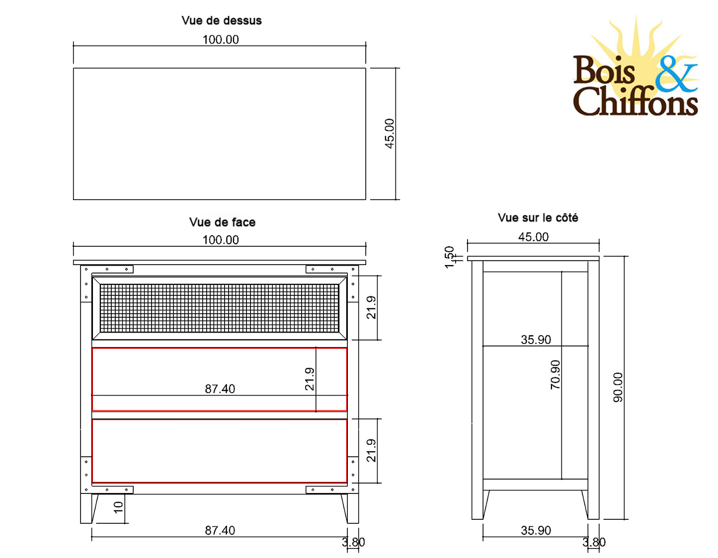 Commode 3 tiroirs | Manguier Farm II