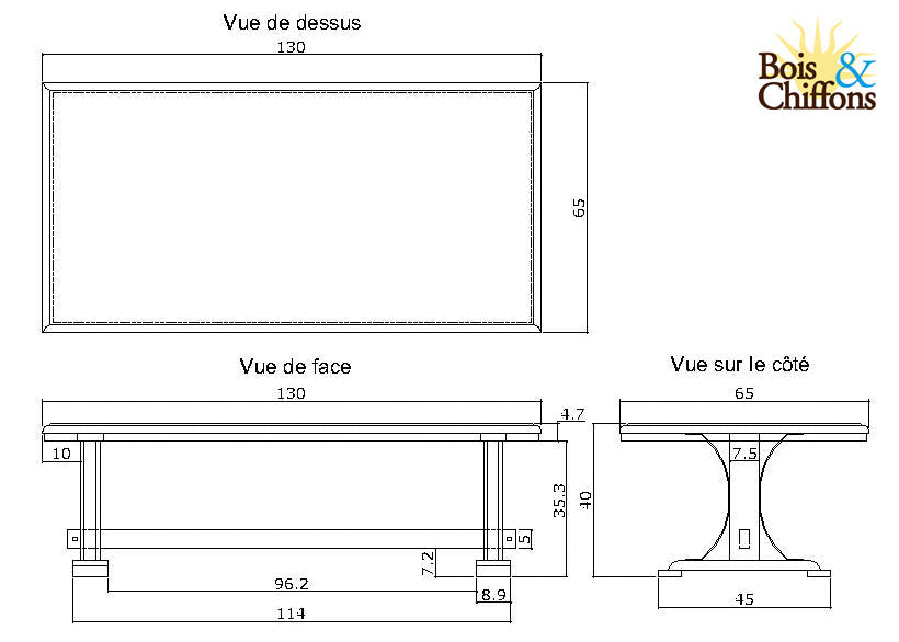 Mesa de centro rectangular | Madera de mango de Pondicherry