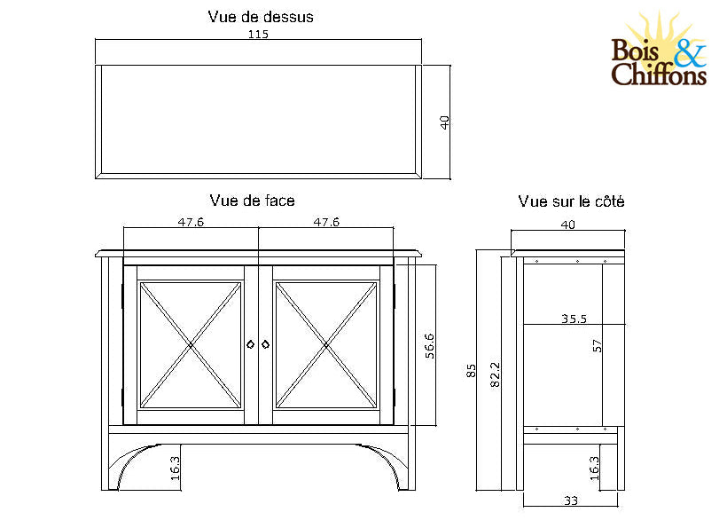 Aparador pequeño de dos puertas | Madera de mango de Pondicherry