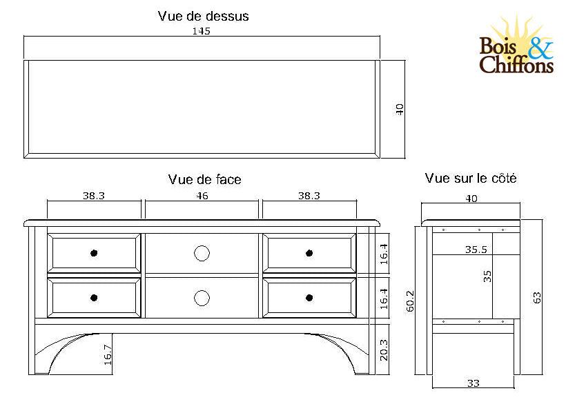 Meuble TV 4 tiroirs | Manguier Pondicherry