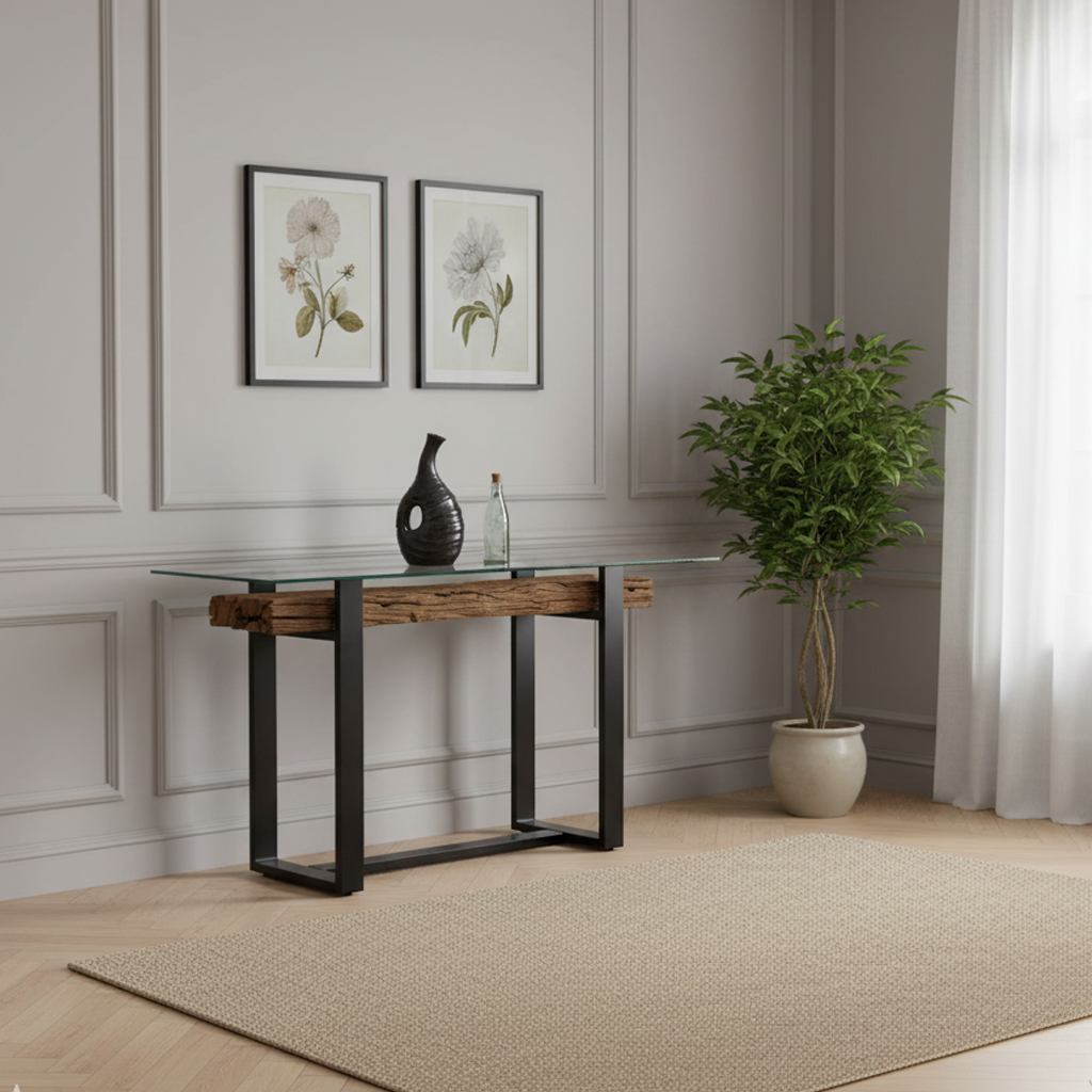 Console bois recyclé et métal | Bois recyclé Sufa