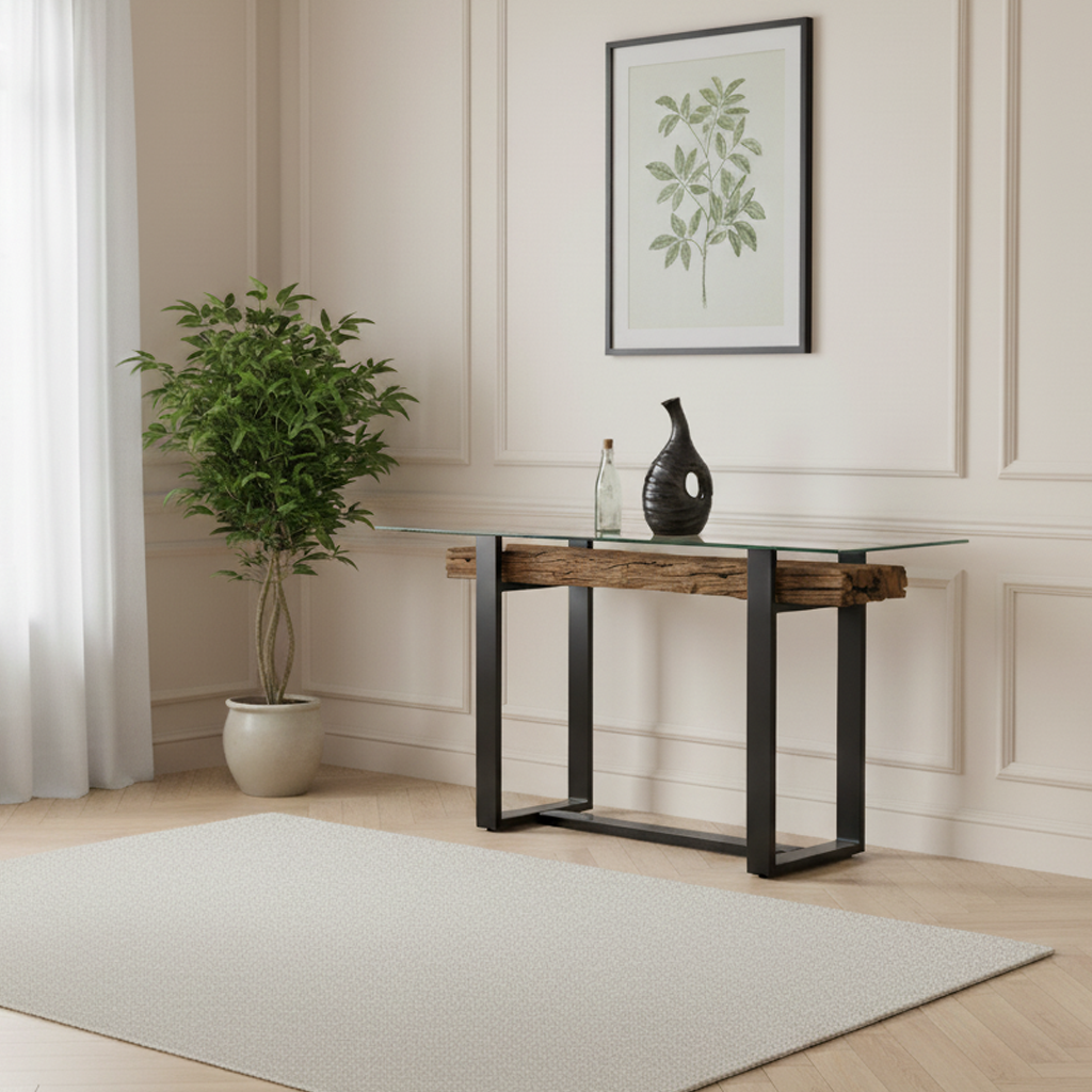 Console bois recyclé et métal | Bois recyclé Sufa