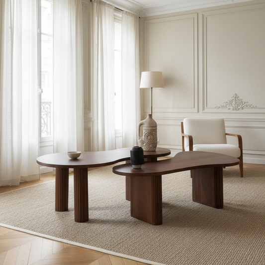 Set de 2 tables basses ovales | Acacia Arad
