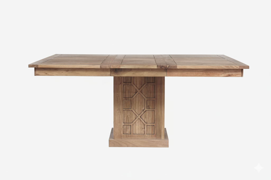 Table à manger carrée 130 cm avec rallonge | Acacia Punjab-II