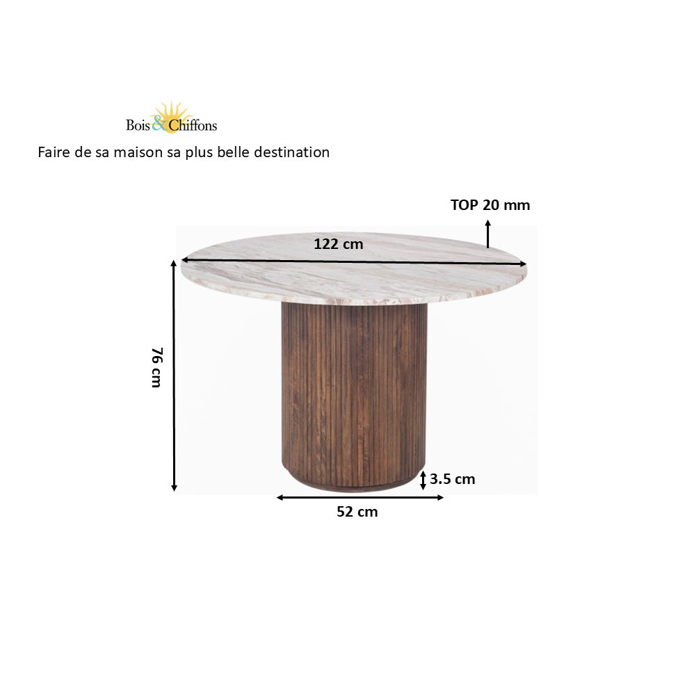 Mesa de comedor redonda con tablero de mármol | Kfir II Mango