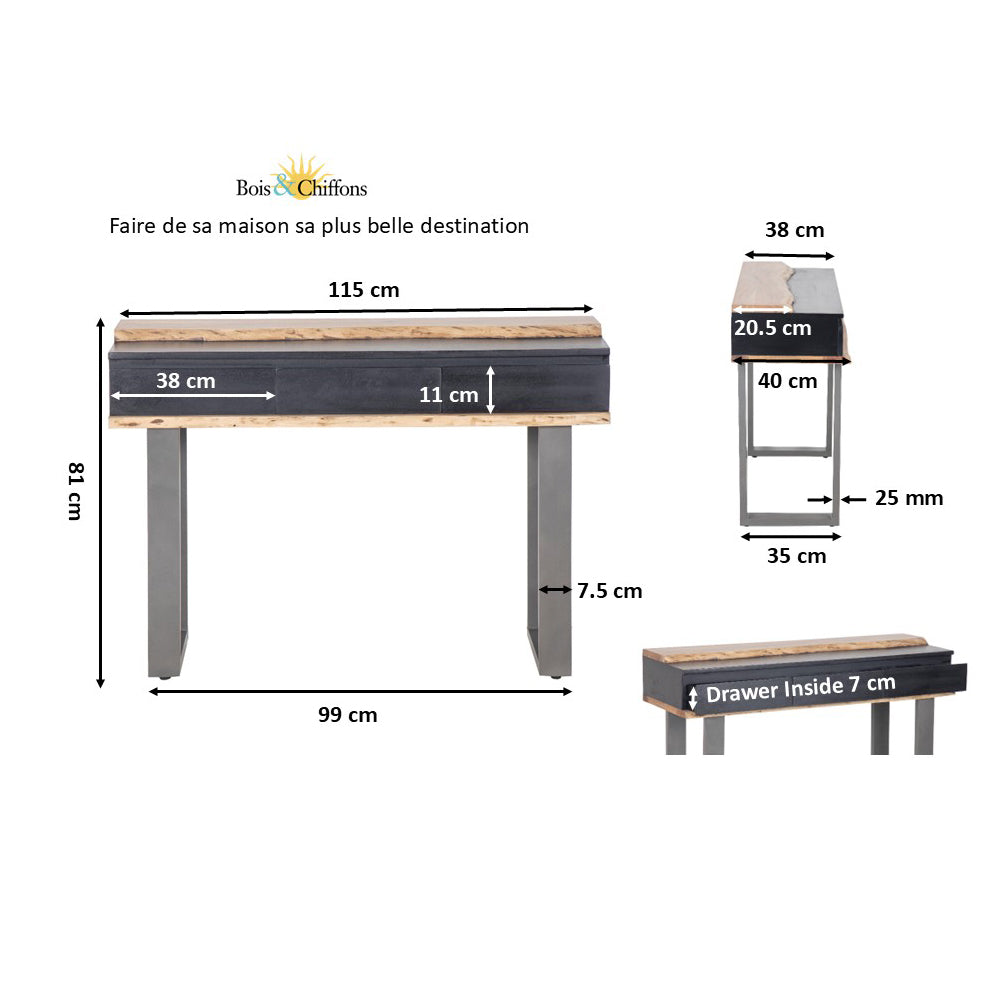 Console 3 tiroirs | Acacia Black II