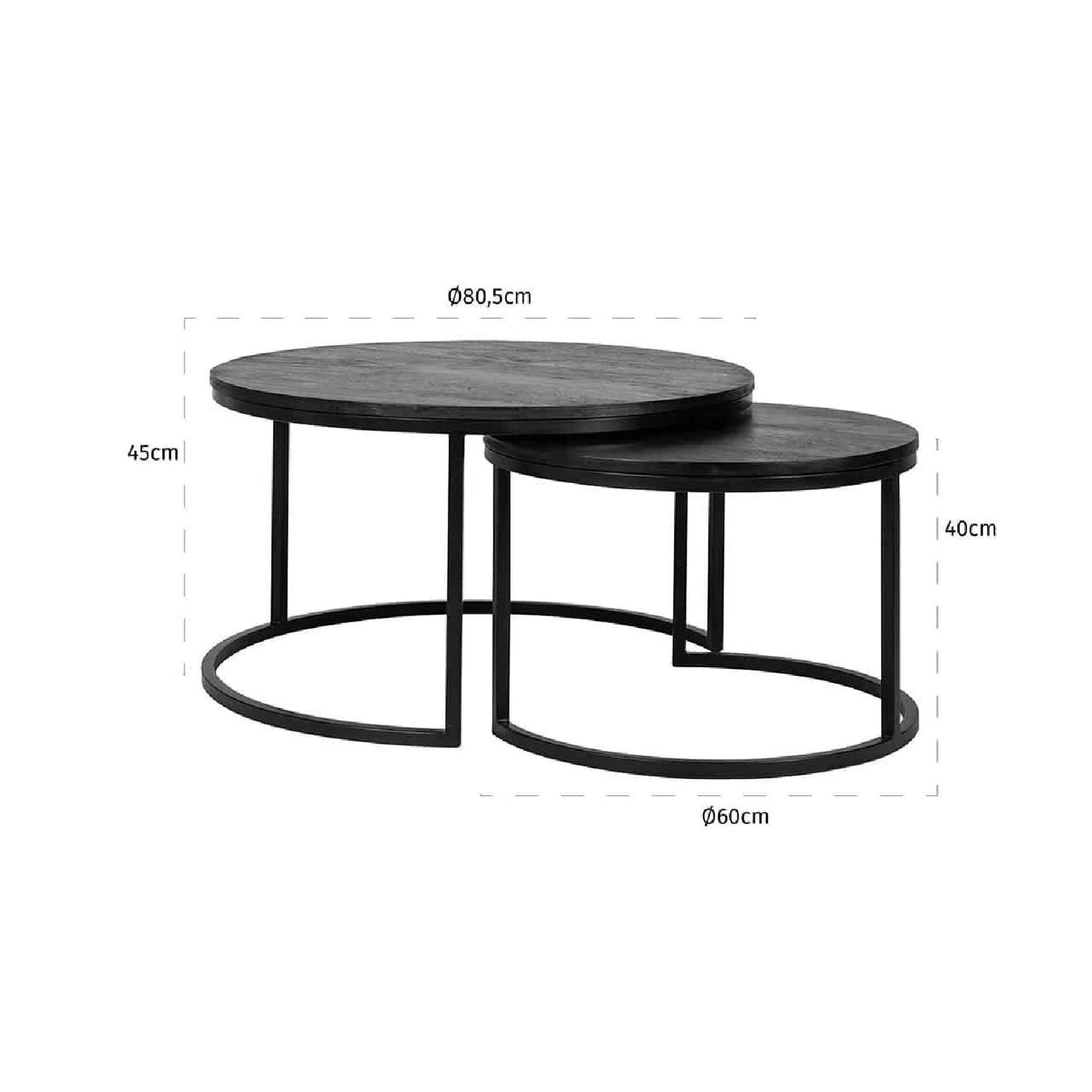 Table basse Catana set van 2 (noir)