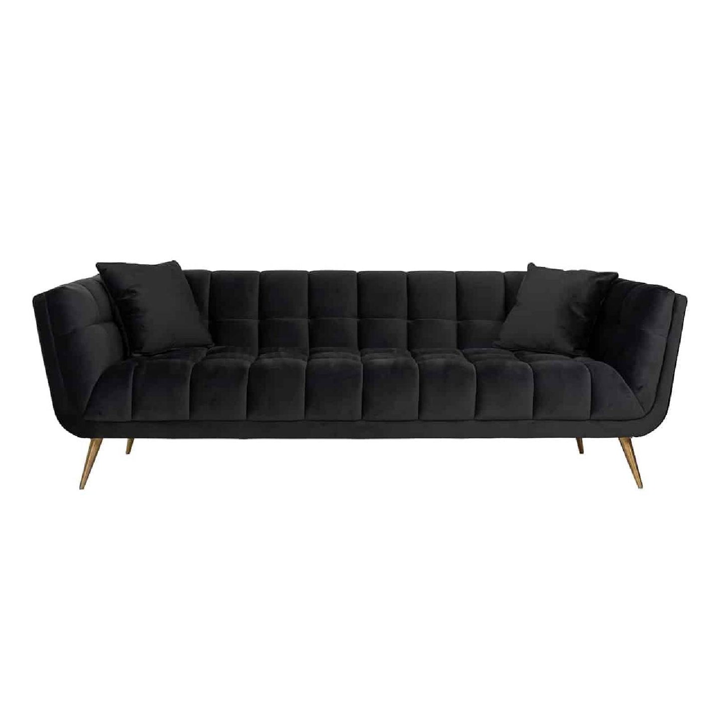 Canapé Huxley anthracite velours / brossé or (Quartz anthracite 801)