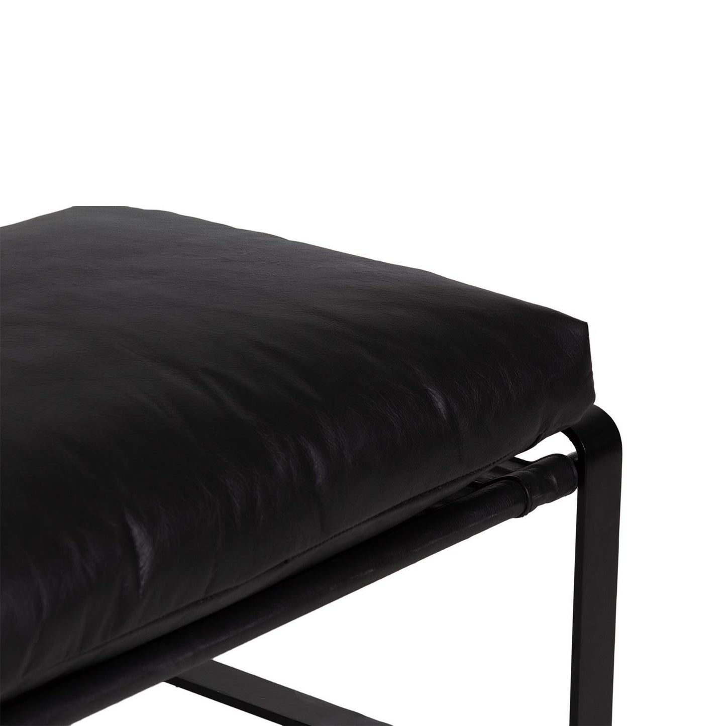 Damo black pouf | Leather