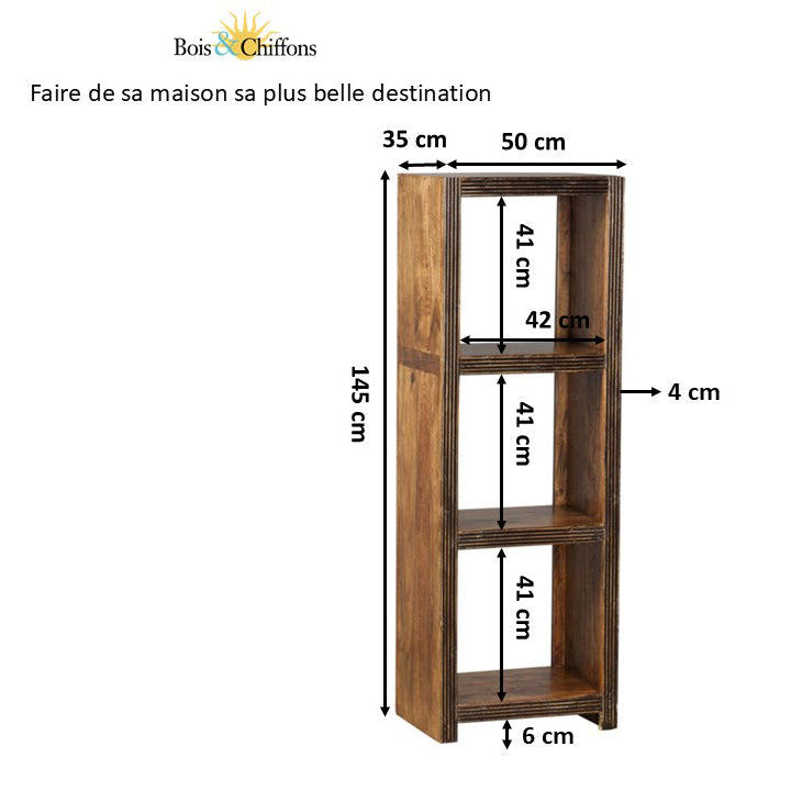 Estantería de 3 compartimentos de 145 cm de alto | Acacia Florence