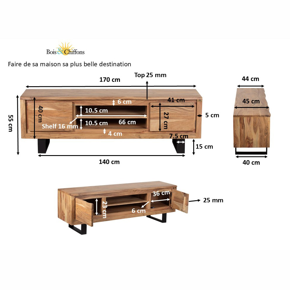 Mueble de TV de dos puertas | Acacia Bunting