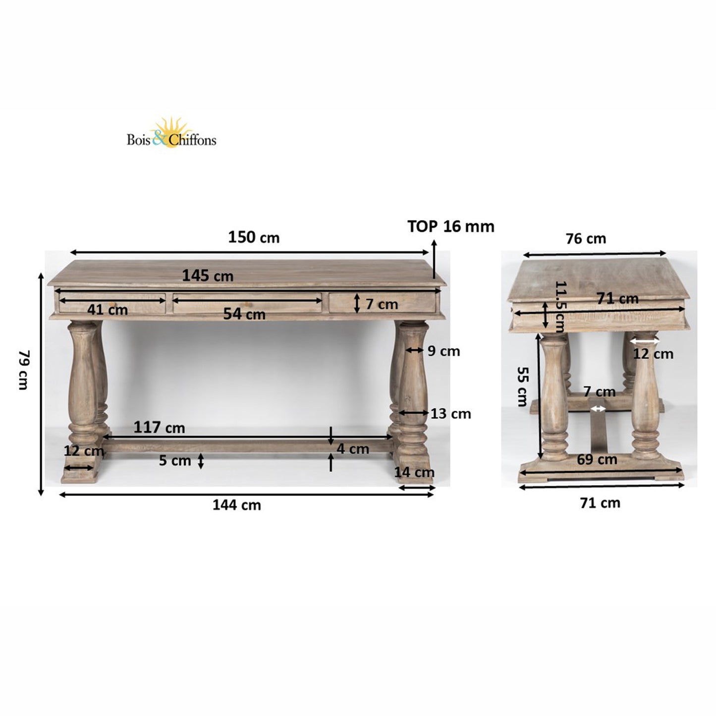 Bureau 3 tiroirs | Warwick