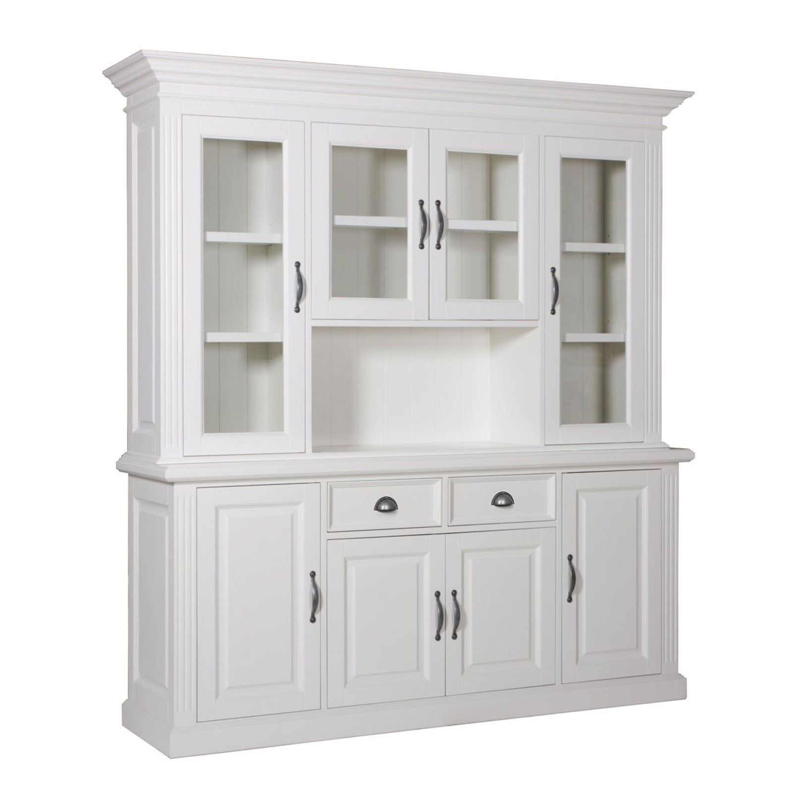 Vitrine Baroque Blanche Et Or – Style Antique, Bois Et Verre, 180 Cm