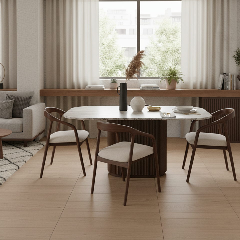 Mesa de jantar com tampo em mármore 170x130 | Kfir II Mango