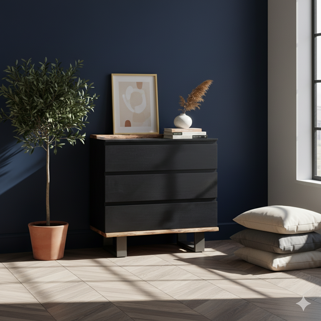 Cómoda com 3 gavetas | Acácia Black II