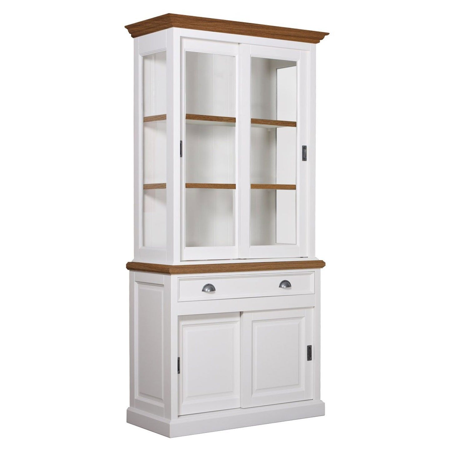 Vitrine 2x2 portes 1 tiroir "Chêne et Pin Charme"