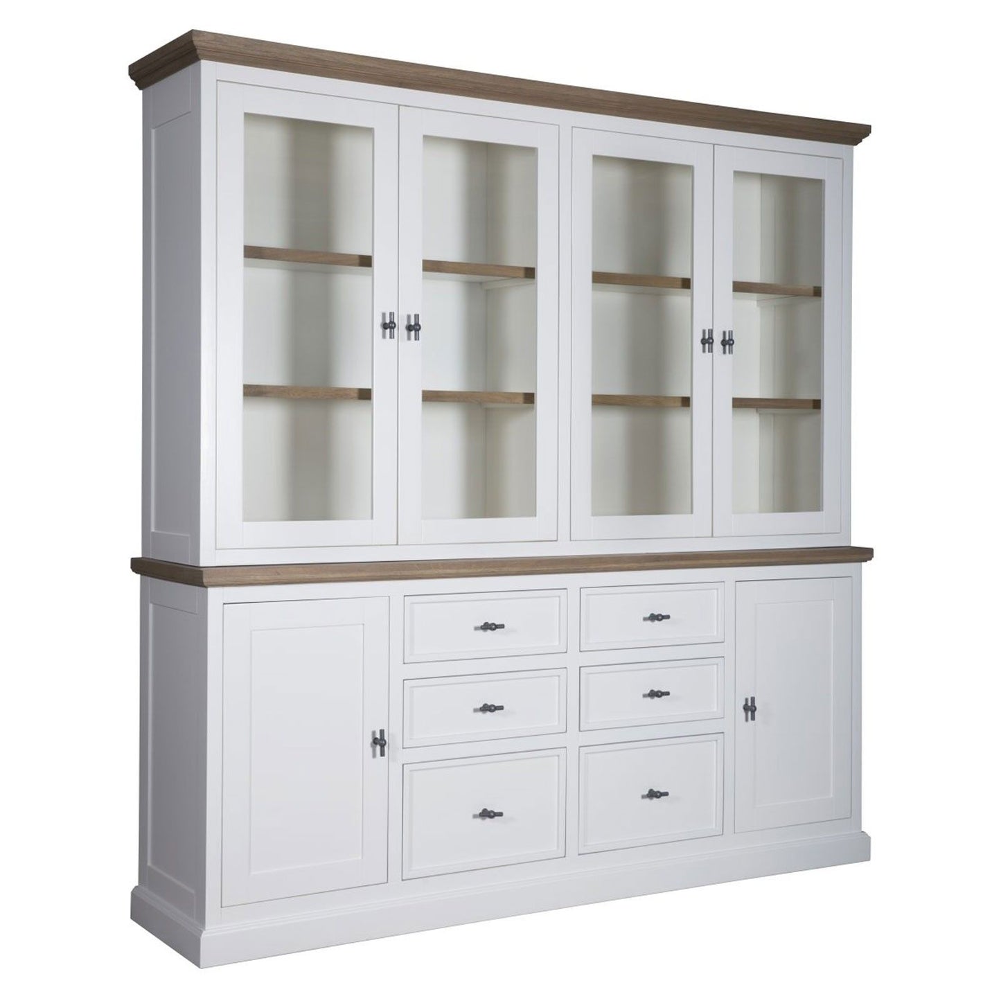 Vitrine 6 portes 6 tiroirs "Chêne et Pin tradition"