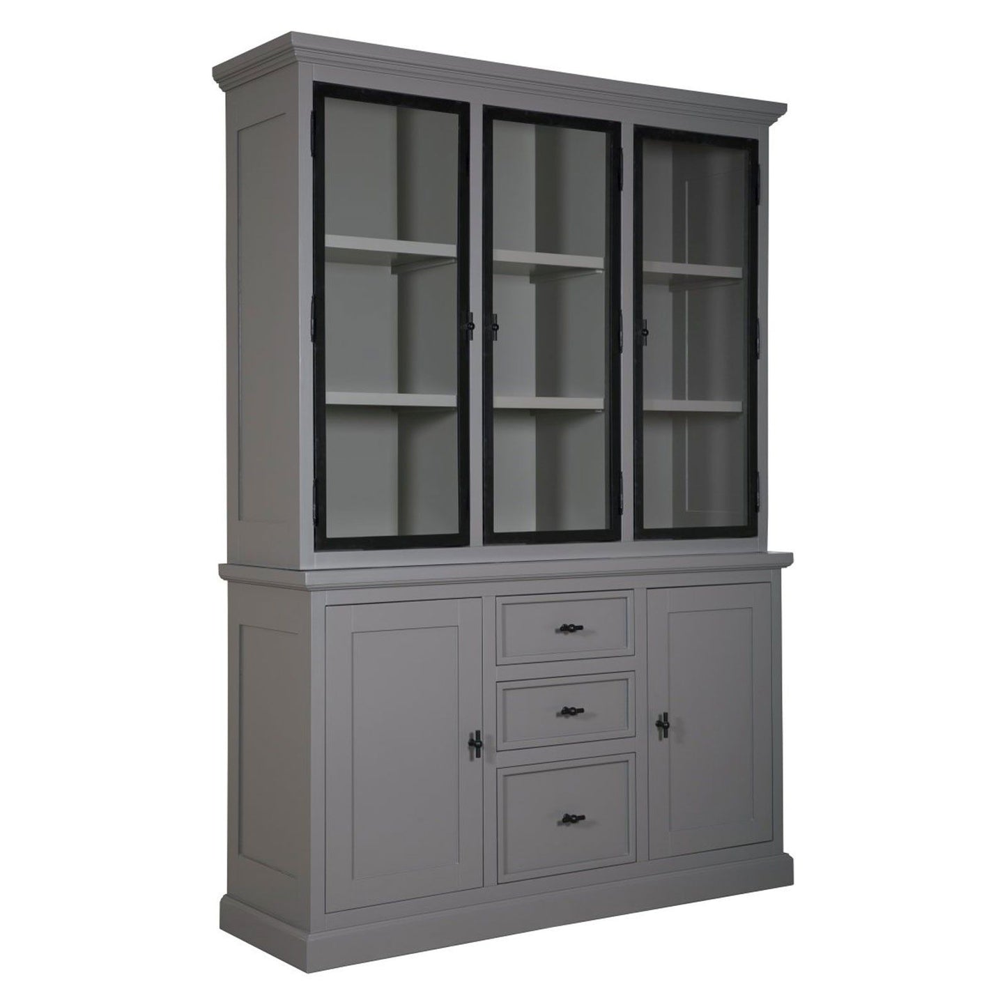 Vitrine 5 portes 3 tiroirs "Pin et Métal Tradition"