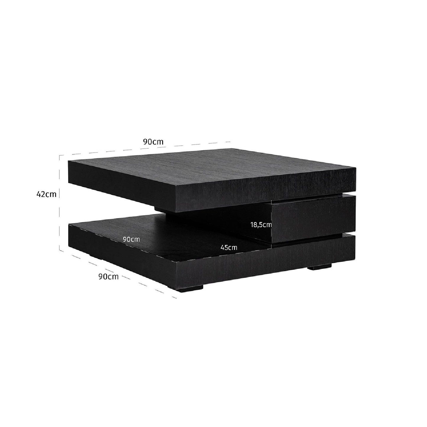 Table basse carrée noir Blok C "Chêne Oakura"