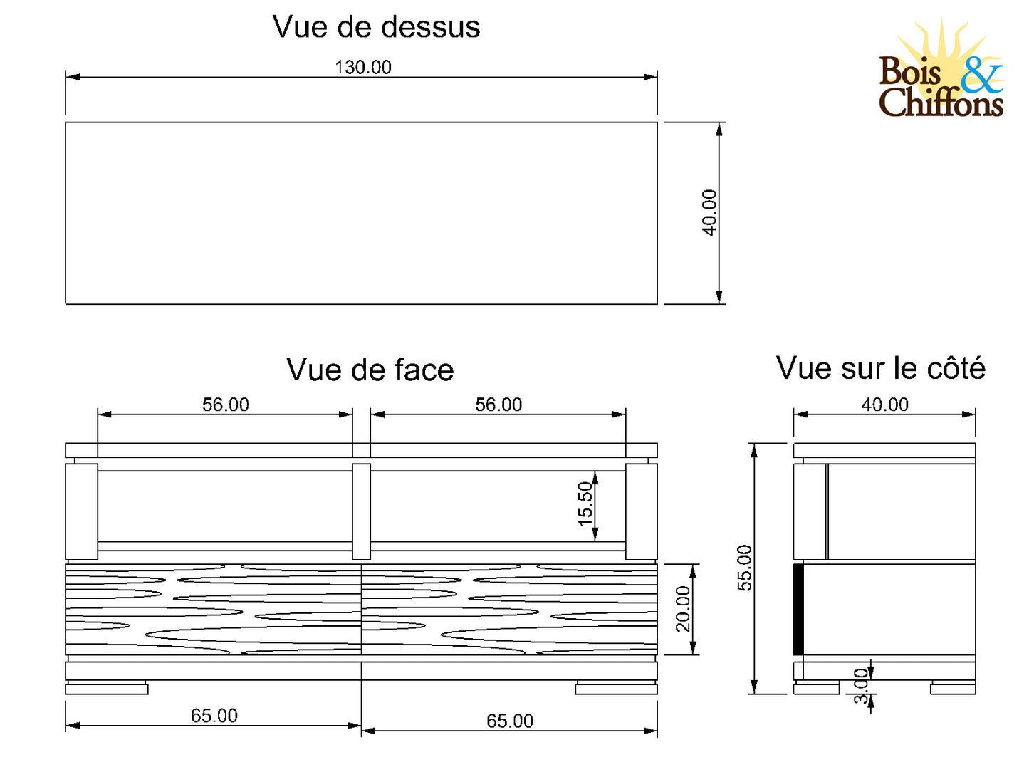 Meuble TV bois sculpté bicolore 130 2T | Acacia Maya