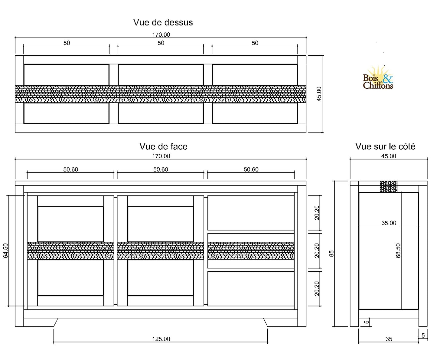 Buffet 2 portes 3 tiroirs | Acacia Tatoo