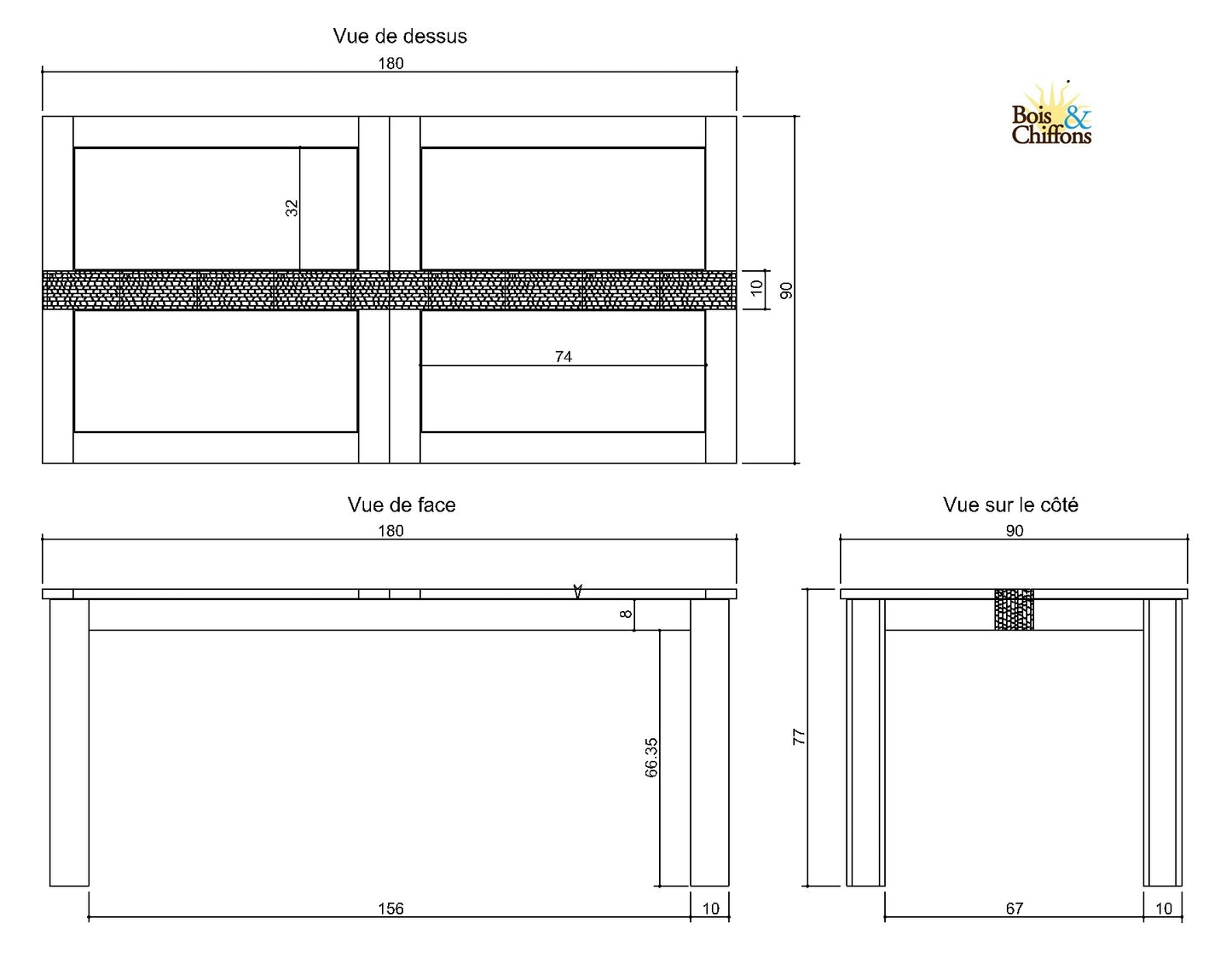 Table à manger rectangulaire 180 cm | Acacia Tatoo