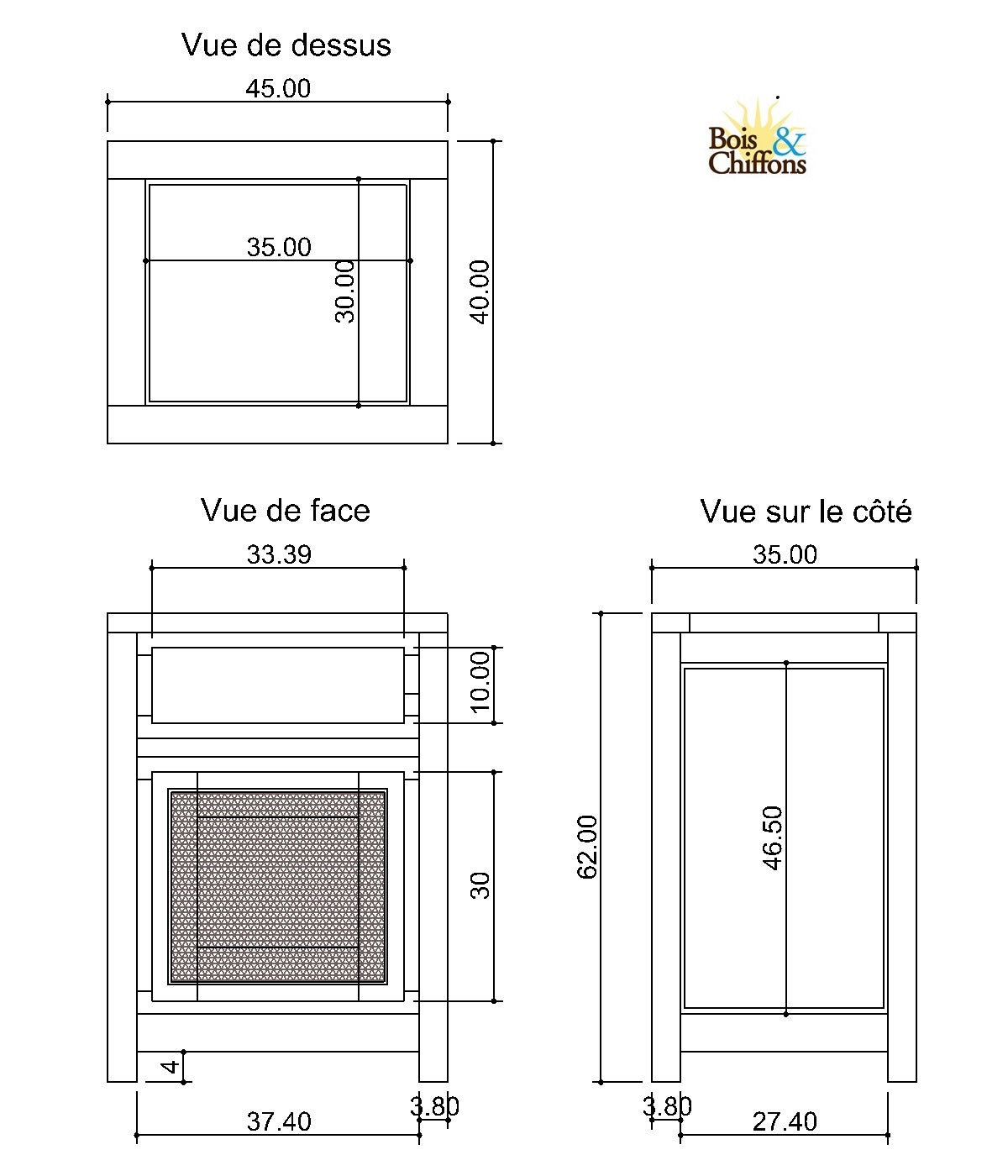 Chevet droite cannage | Acacia Tatoo II