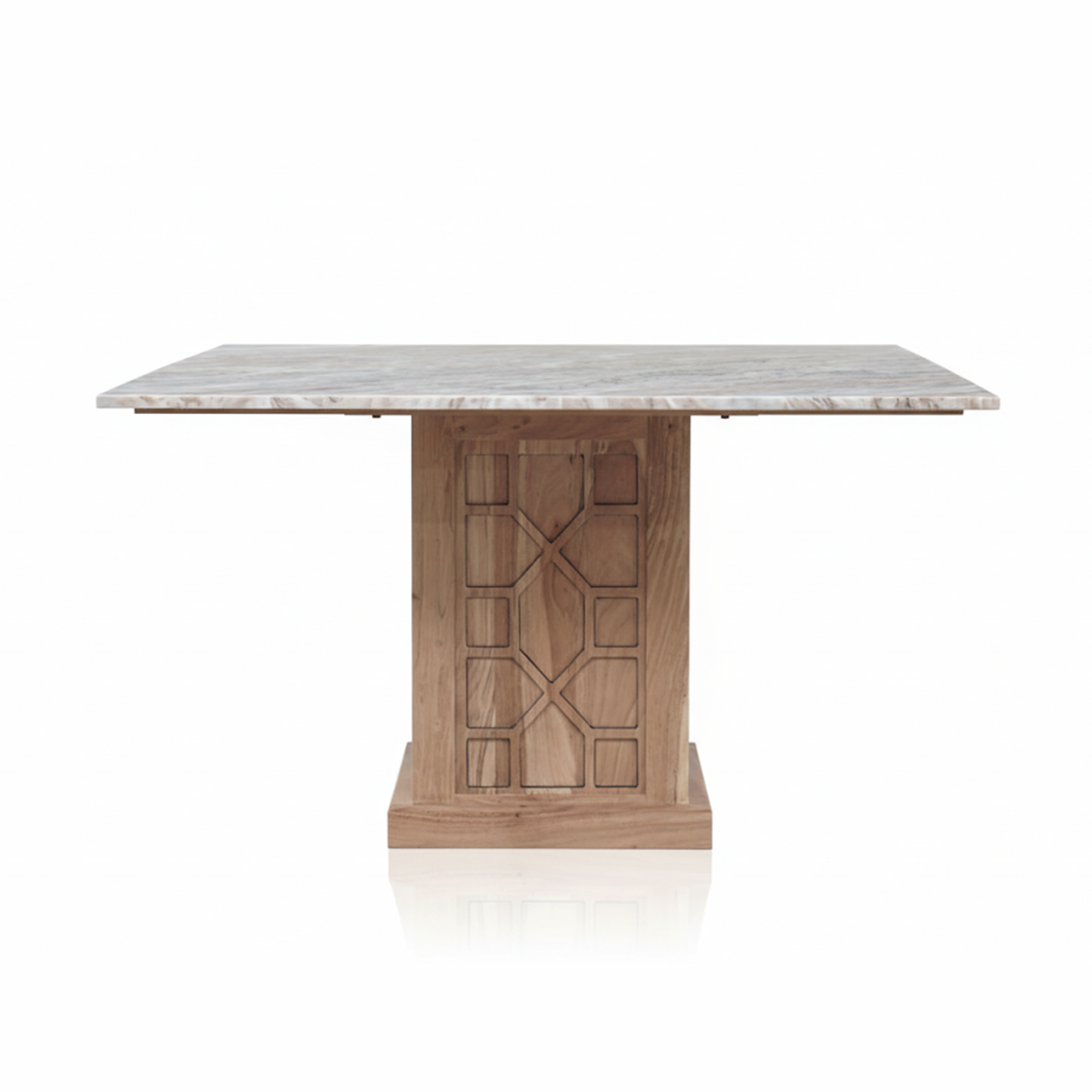 Table à manger carrée 130 avec plateau en marbre | Acacia Punjab-II