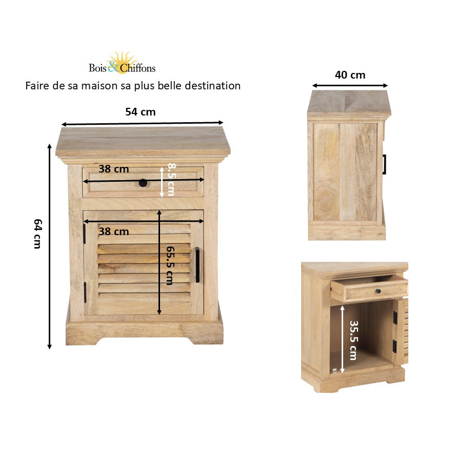 Mesita de noche derecha 1D 1T | Madera de mango | Paran II