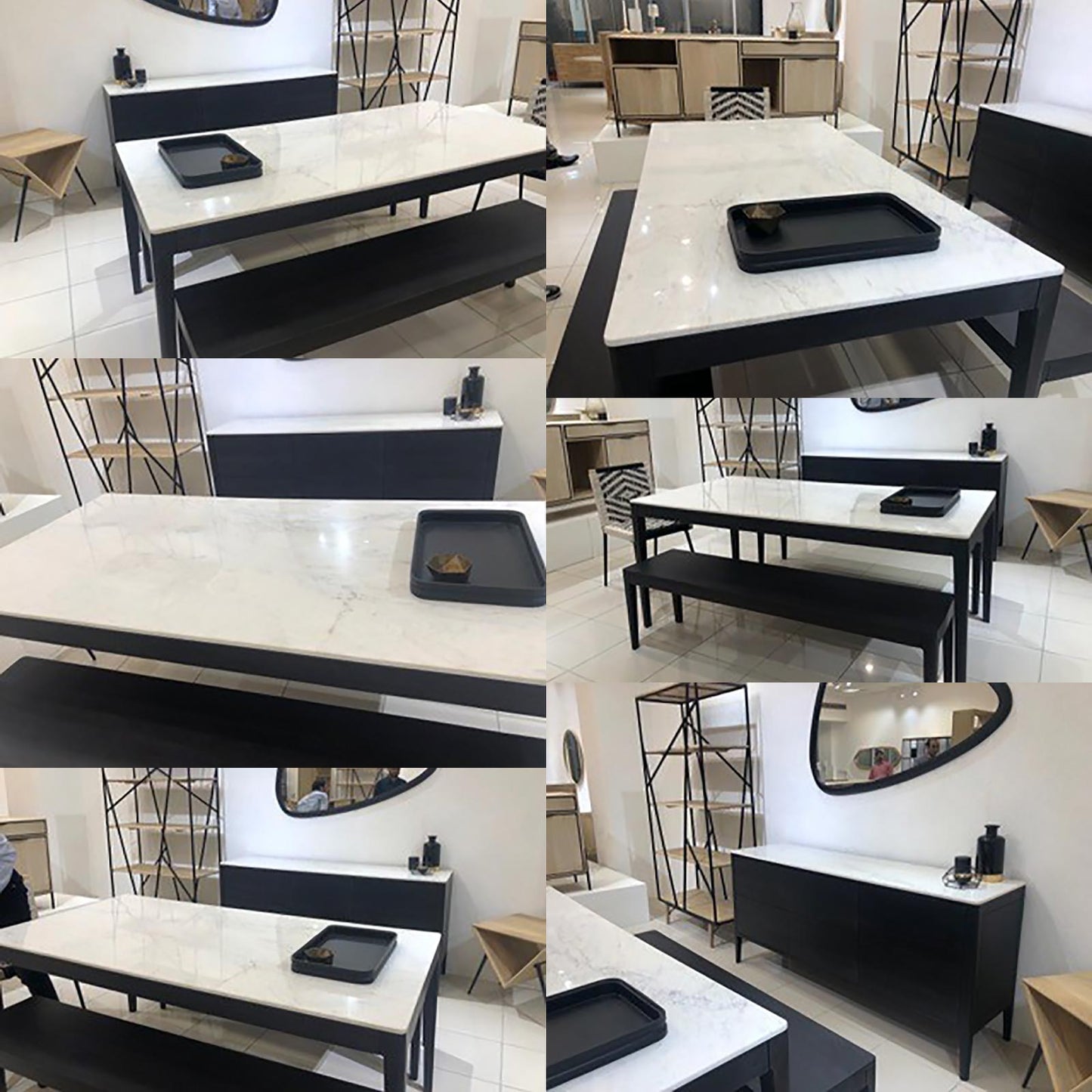 Aparador de madeira com tampo de mármore branco, 3T | Amsterdam Mango