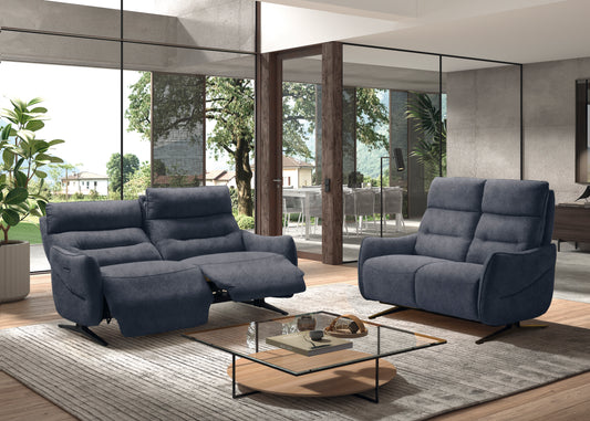 Sofá de 3 lugares com 2 poltronas reclináveis | Azul México